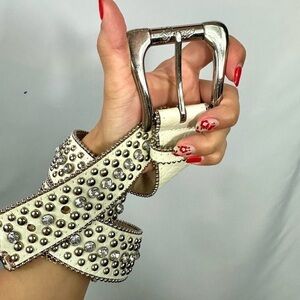 Guess white western rhinestone belt size S